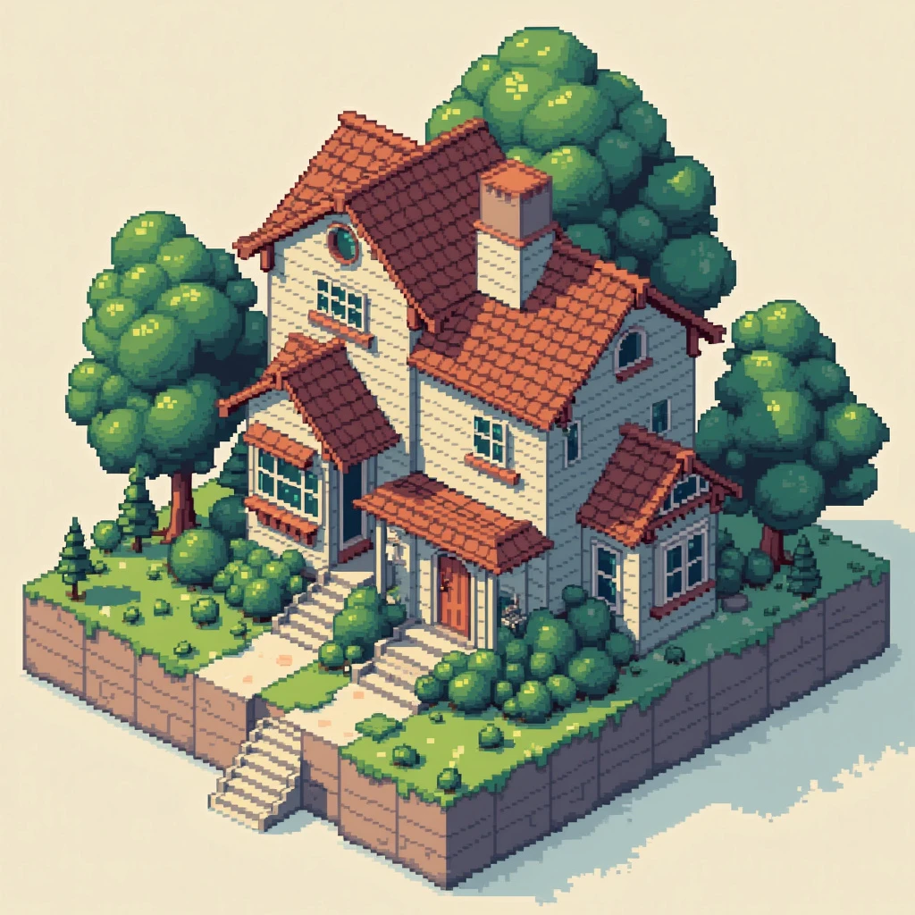 A minimalist design for a pixel art home in a... - FluxPro.art