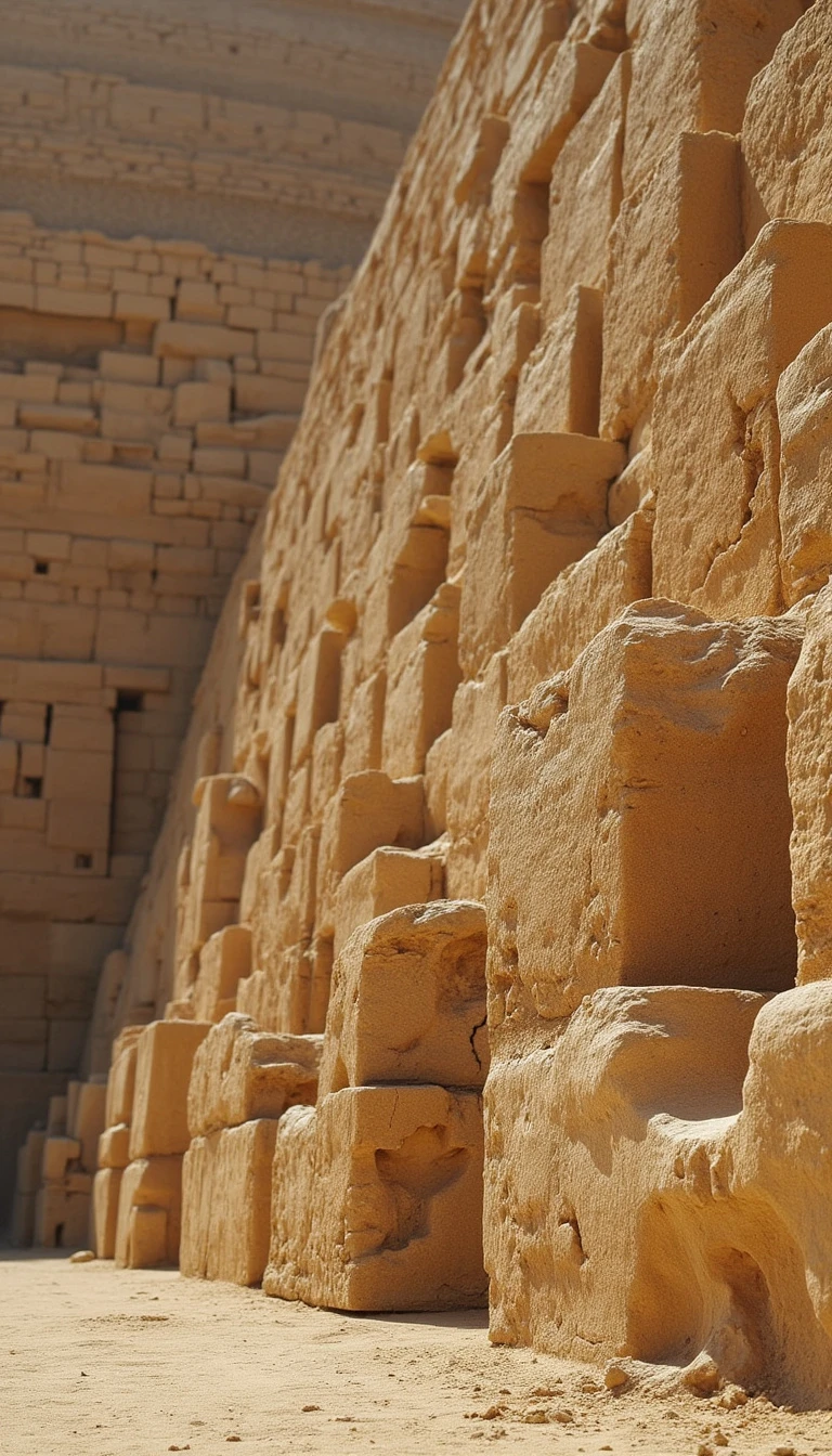 A close-up of enormous, ancient stone blocks that... - FluxPro.art