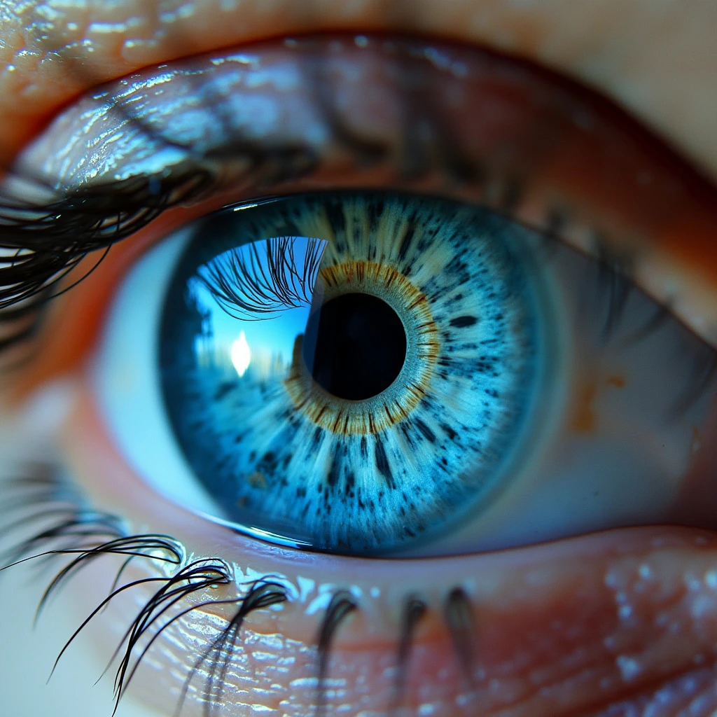 Generate an extreme close-up of a vibrant, blue... - FluxPro.art