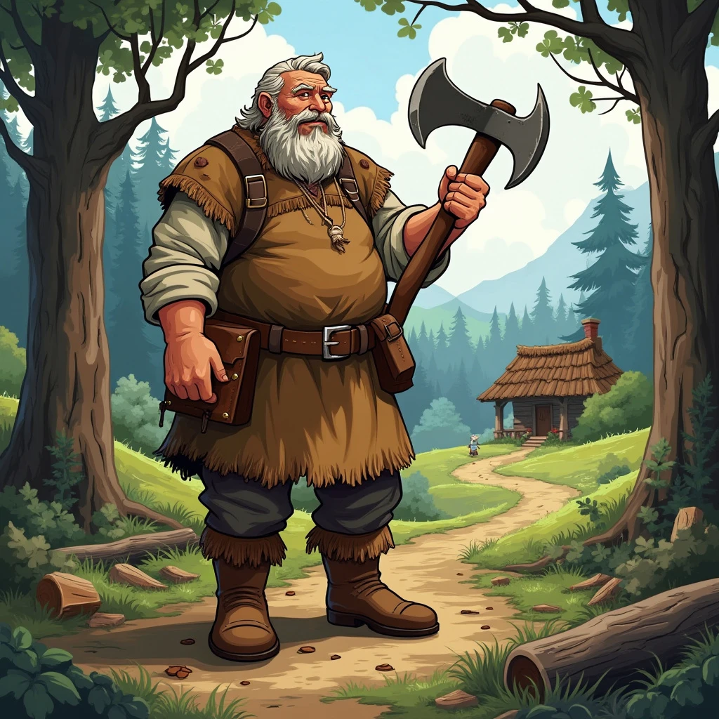 A fantasy illustration of the lumberjack character - FluxPro.art