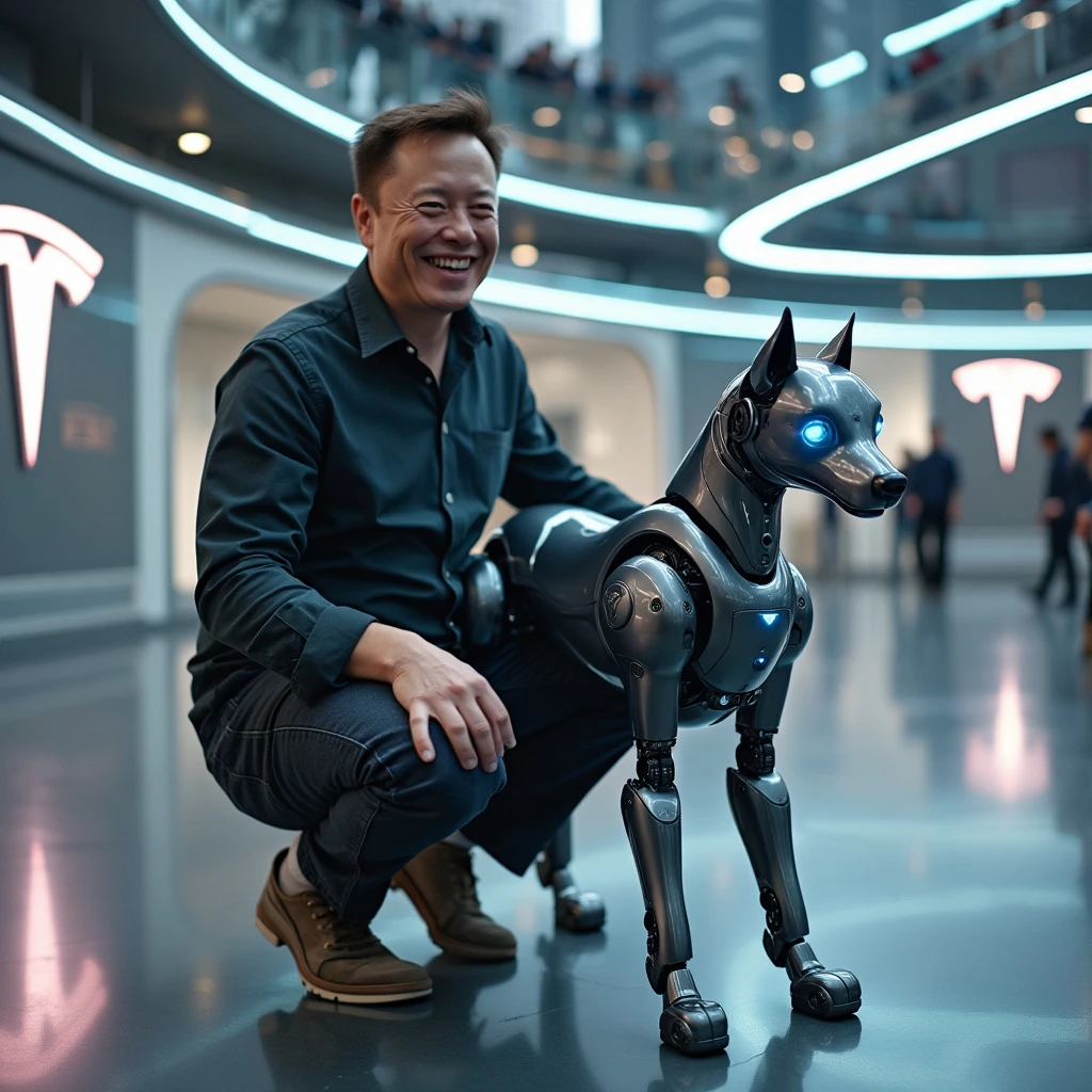 Elon Musk playing with a realistic, futuristic...<!-- --> - <!--  -->FluxPro.art