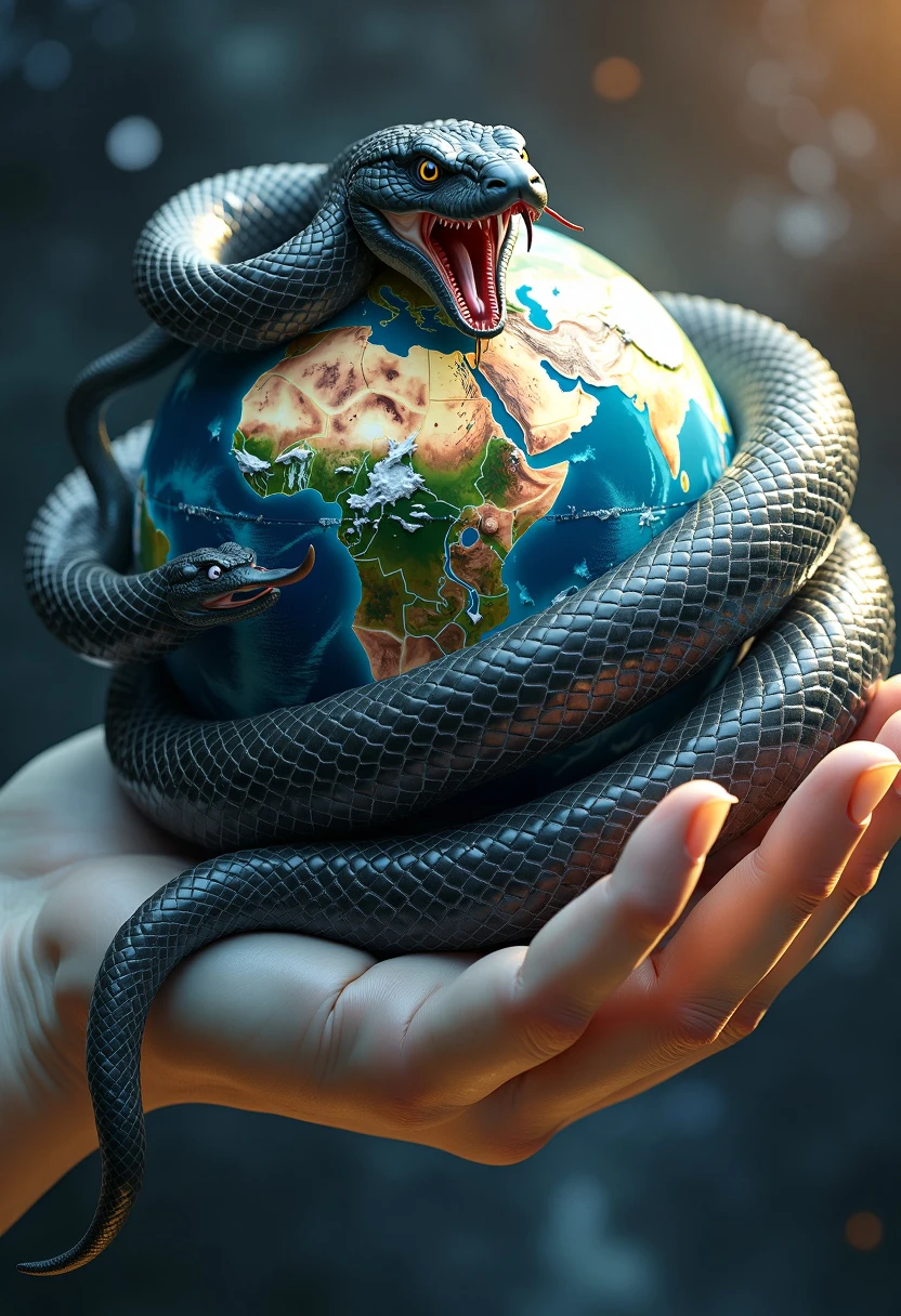 The world snake wraps around planet earth. The... - FluxPro.art