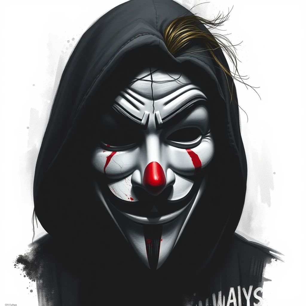 half face joker and half face anonymous masked. - FluxPro.art