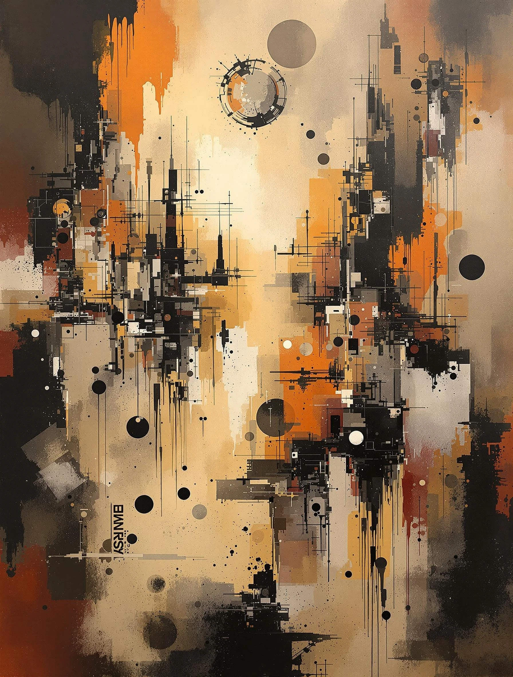 an abstract painting of a distorted abandoned... - FluxPro.art