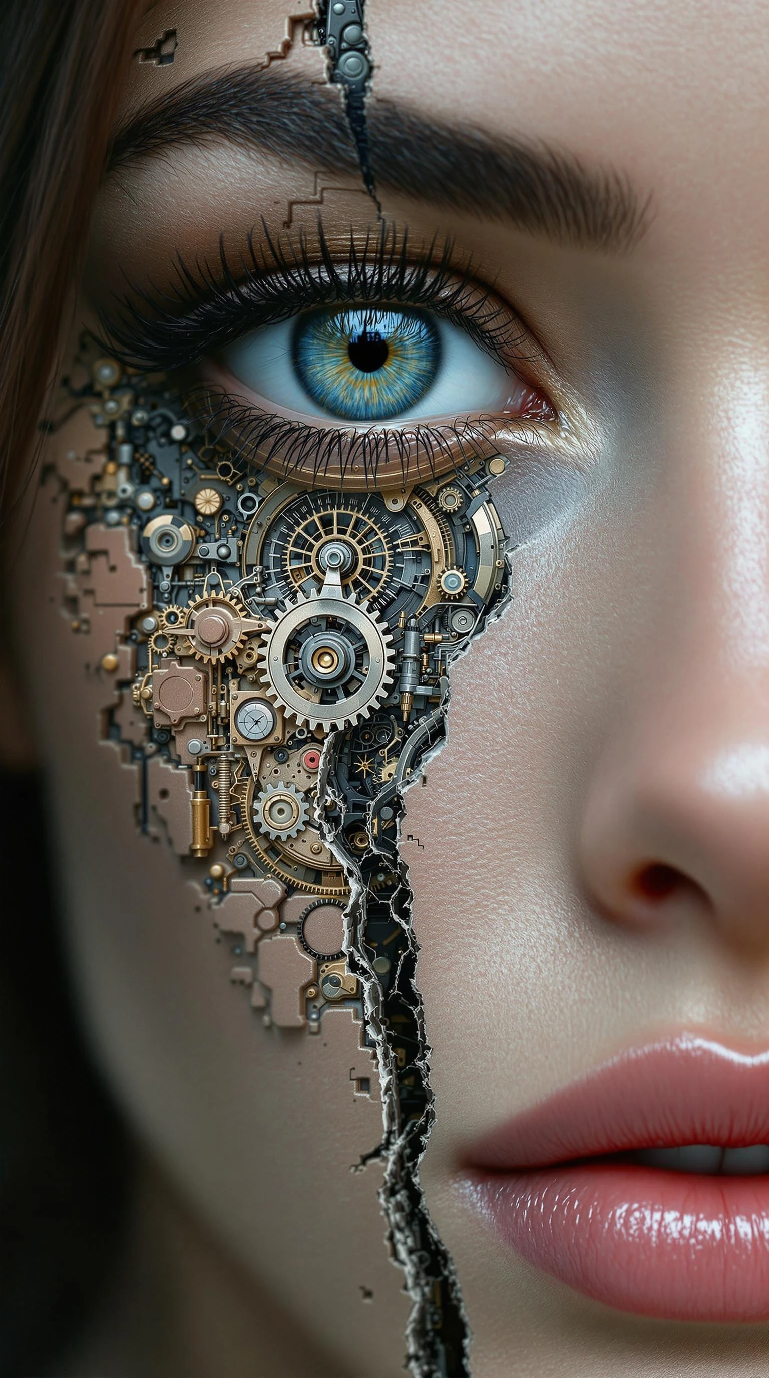 A highly detailed Close of a beautiful female face... - FluxPro.art